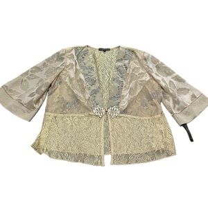 Violet Kay Cardigan Womens Large Vintage Floral Silk Blend Sheer Details